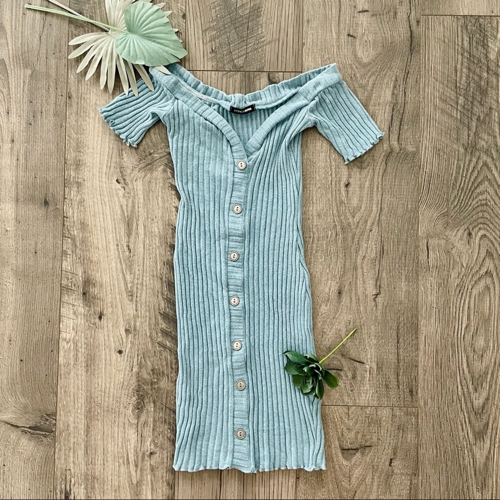 Fashion Nova Off Shoulder Faux Button Dress